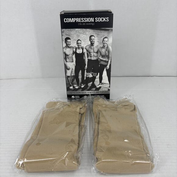 Charmking Compression Socks 2 Pairs Size S/M Nude Beige Unisex 15-20 mmHG - Picture 3 of 6